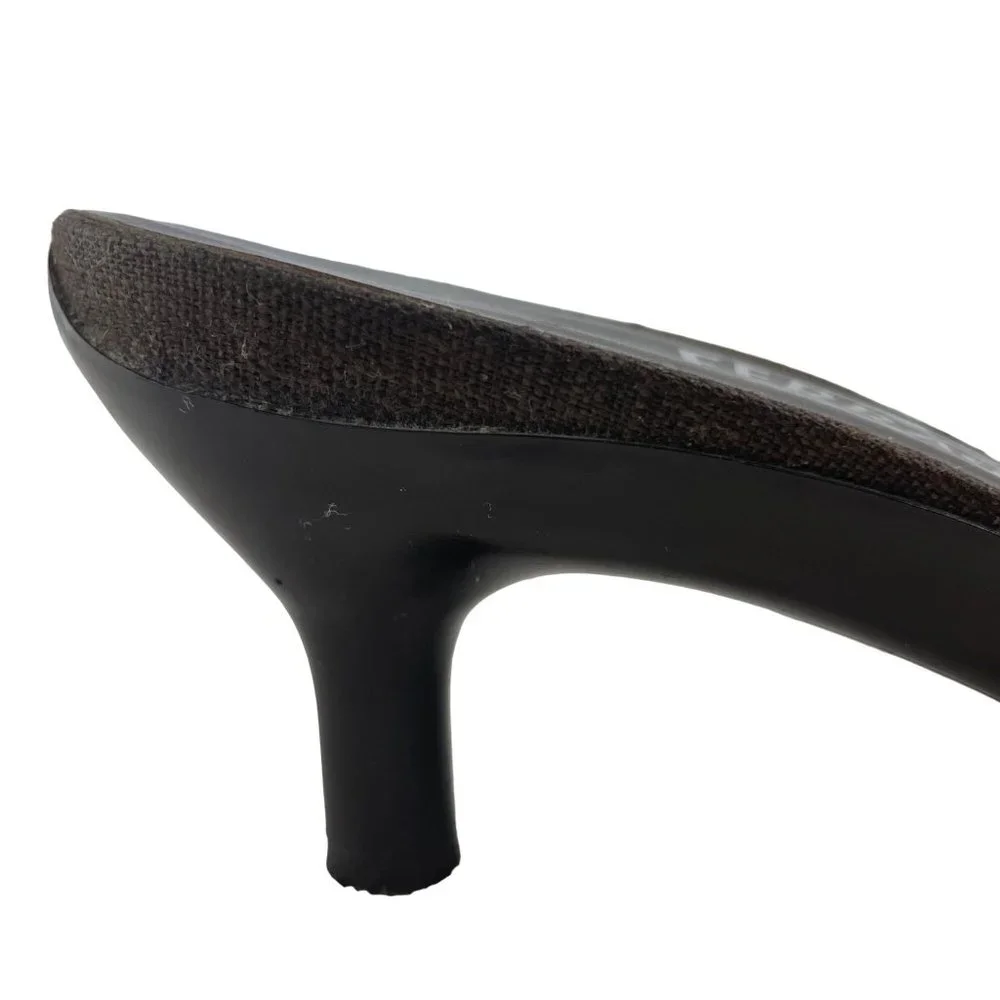 SALVATORE FERRAGAMO Crocodile Print Brown Leather Open Toe Kitten Heel Size 9 - Picture 8 of 13